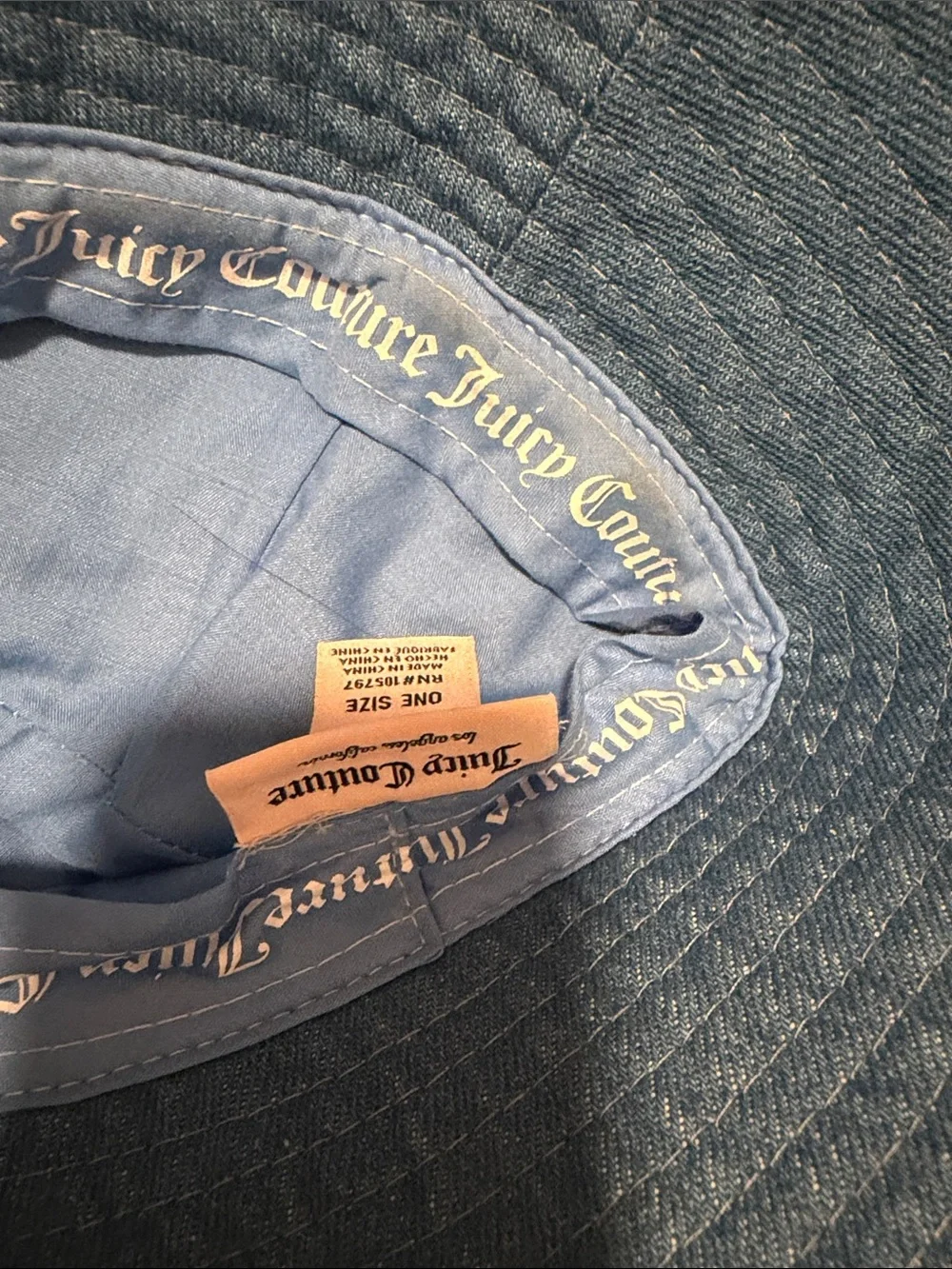 Juicy Couture Blue Denim Bucket Hat with Gold Embroidery